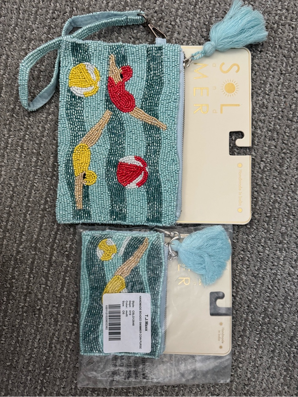 Sol and Mer Beaded Swimmer Wristlet Clutch and coin purse